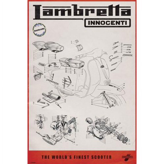 Lambretta - Line Drawing Poster (24 x 36)