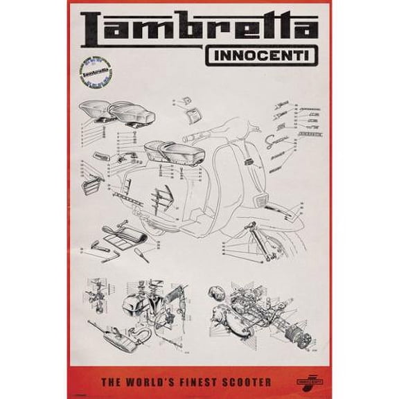 Lambretta - Line Drawing Poster (24 x 36)