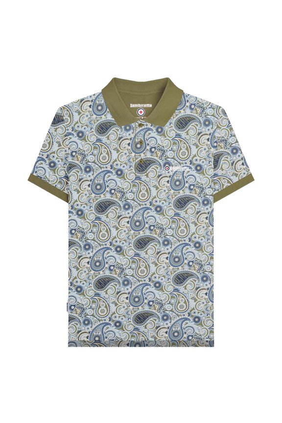 Mens SS25 Paisley Branded Polo Shirt