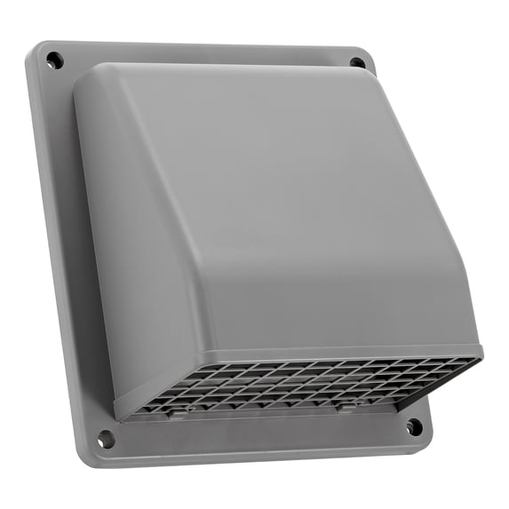 Lambro 6-In. Plastic Wall Exhaust or Air Intake Vent with Hinged Screen, Removable Damper, and 1.25-In. Collar, 3510 (Gray)