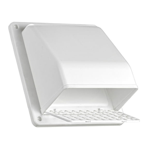 Lambro 6-In. Plastic Wall Exhaust or Air Intake Vent with Hinged Screen and Removable Damper, 351 (White), 351W