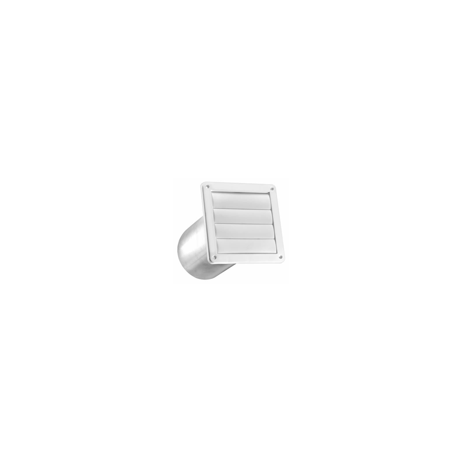 LAMBRO 361WTP 6 In. Exhaust Wall Louvered Vent, White Plastic, 11 In. Tail Pipe - Quantity 1