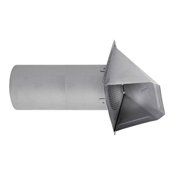 Lambro 4-In. 26-Gauge Paint-Grade Steel Fresh Air Intake Vent with Wire Mesh Screen and 11-In. Pipe, EC-34400GNDMS-PG, 4 In.