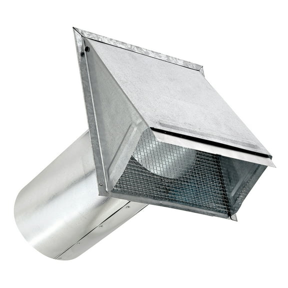 Lambro 6-In. 26-Gauge Galvanized Steel Wall Exhaust Hood Bath Vent with Damper, Wire Mesh Screen, and 11-In. Pipe, 3460GMS-11, 3460GMS-11