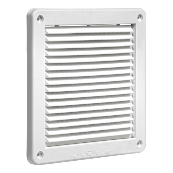 Lambro 6-In. White Plastic Fresh Air Intake Vent with Mini Louvers and Removable Screen, White, 606W-ML, 606W-ML