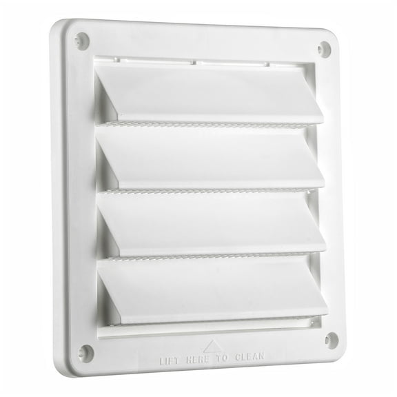 Lambro 6-In. White Plastic Fresh Air Intake Vent with Rain Guard and Removable Screen, White, 606W, 606W