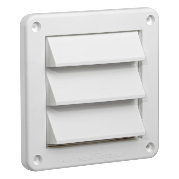 Lambro 4-In. White Plastic Air Intake Louver Vent with Removable Screen