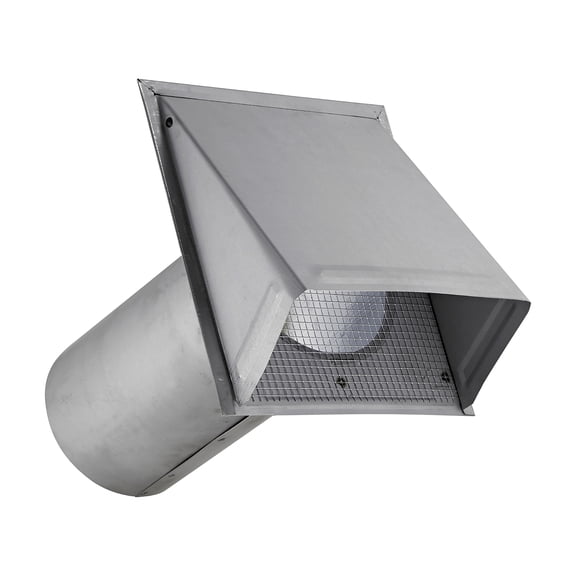 Lambro 8-In., 26-Gauge Paint-Grade Galvanized Fresh Air Intake Vent with Wire Mesh Screen and 11-In. Pipe, EC-3480GNDMS-11-PG