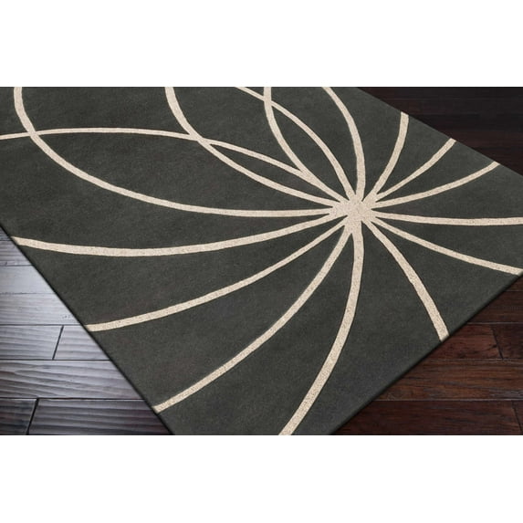 Lambrook Contemporary Area Rug - Ivory, Charcoal - 8' Square