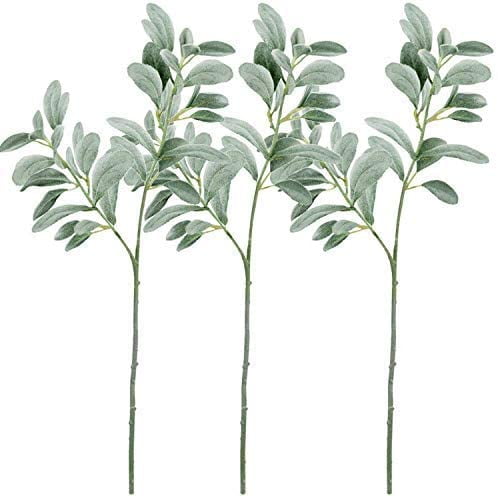 Lambs Ear Stems Artificial Greenery 29 Tall Silk Plants, Real Soft Touch Fuzzy Leaves, for Vase or Centerpiece Home Dcor, Pack of 12$$Home Decor, Kitchen, & Other