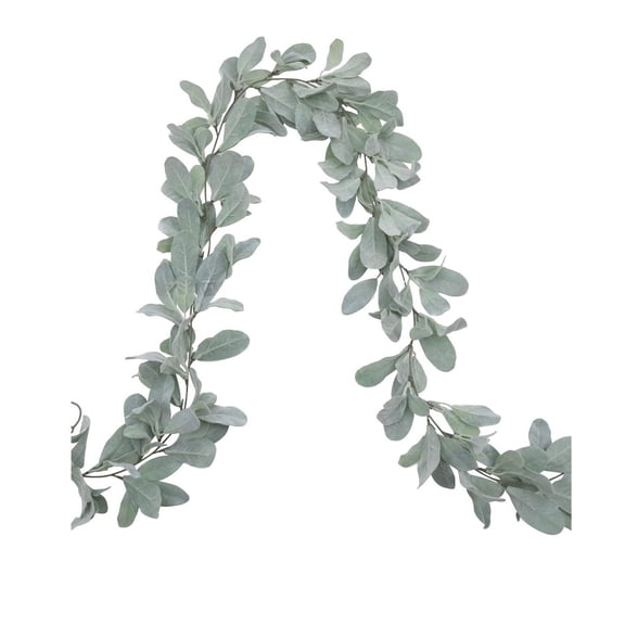 Lambs Ear Wreath Vines - Green Flexible Flocking Leaf Strip for Home Decor, 70.87 in Long