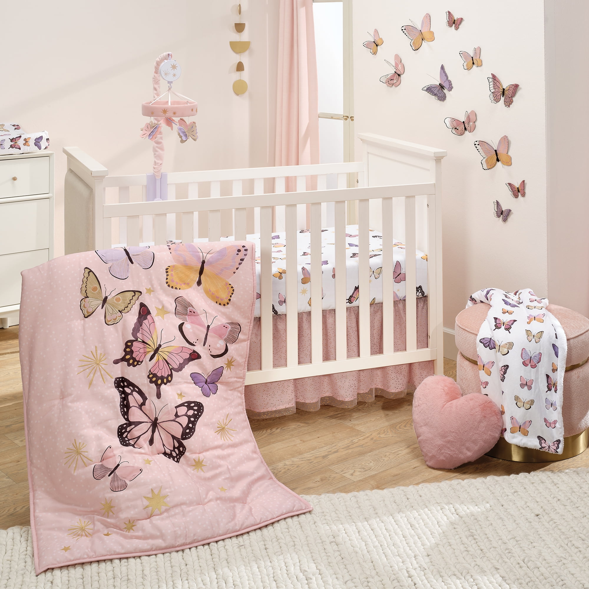 Gold and pink baby bedding hotsell