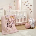 thumbnail image 1 of Lambs & Ivy Butterfly Dreams Pink/Gold 3-Piece Nursery Baby Crib Bedding Set, 1 of 9