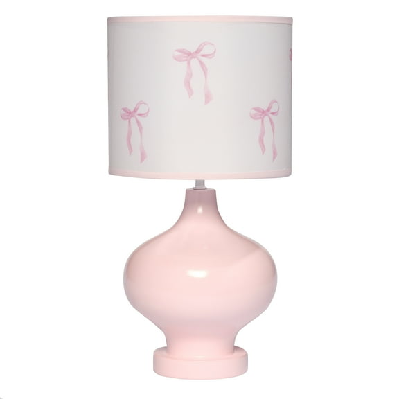Lambs & Ivy Coquette Floral Aesthetic Pink Bows Lamp with Shade