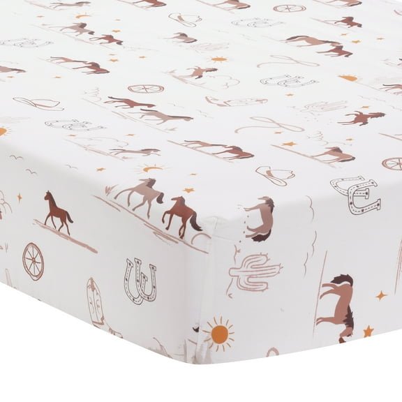 Lambs & Ivy Country Western Breathable 100% Cotton Fitted Crib/Toddler Sheet