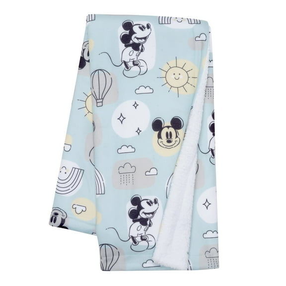 Lambs & Ivy Disney Baby Classic Mickey Mouse Blue/White Soft Fleece Baby Blanket