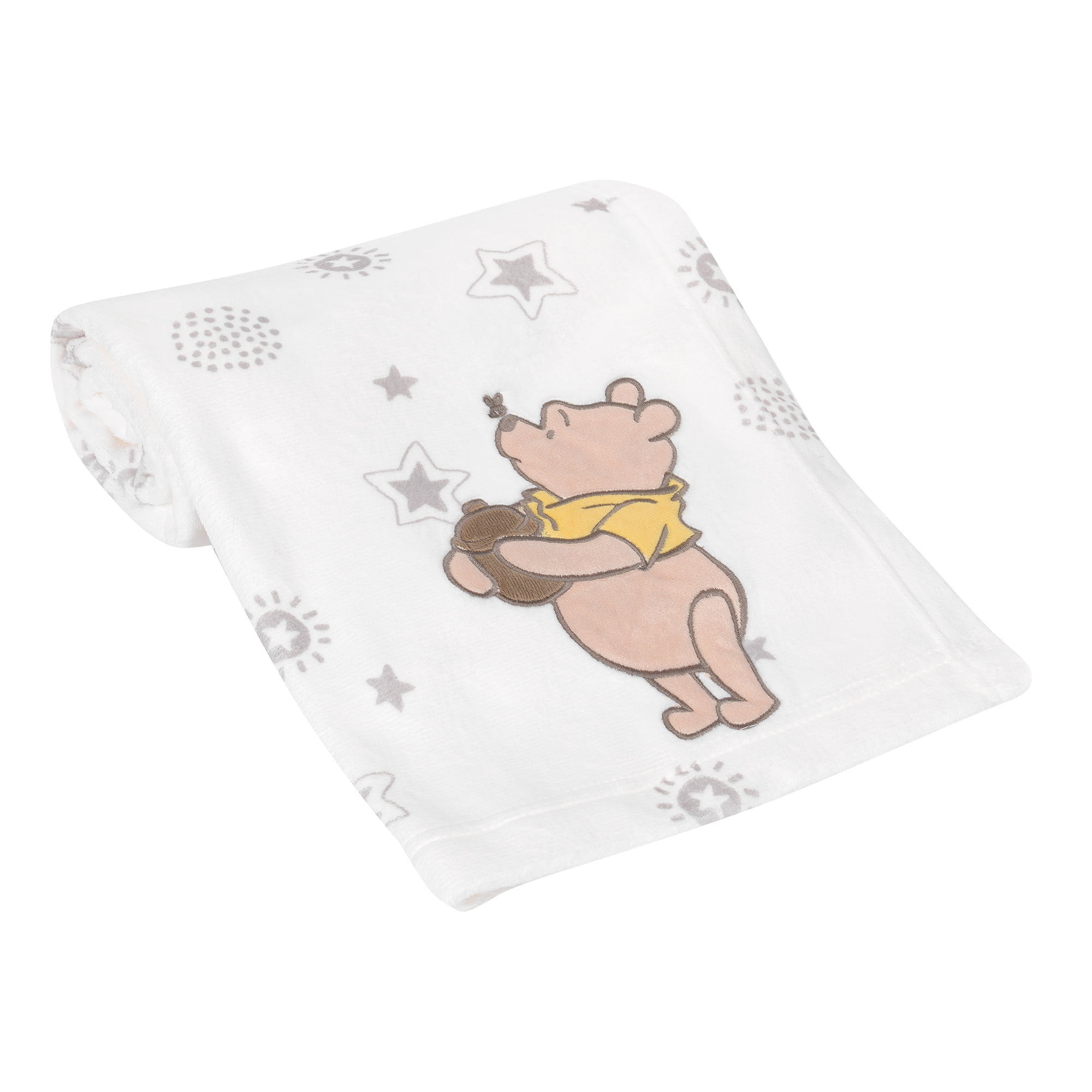 Lambs & Ivy Disney Baby WINNIE THE POOH Cream Fleece Appliqued Baby Blanket