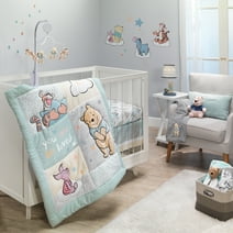 Lambs & Ivy Disney Baby Winnie the Pooh Hugs 3-Piece Blue Nursery Crib Bedding Set