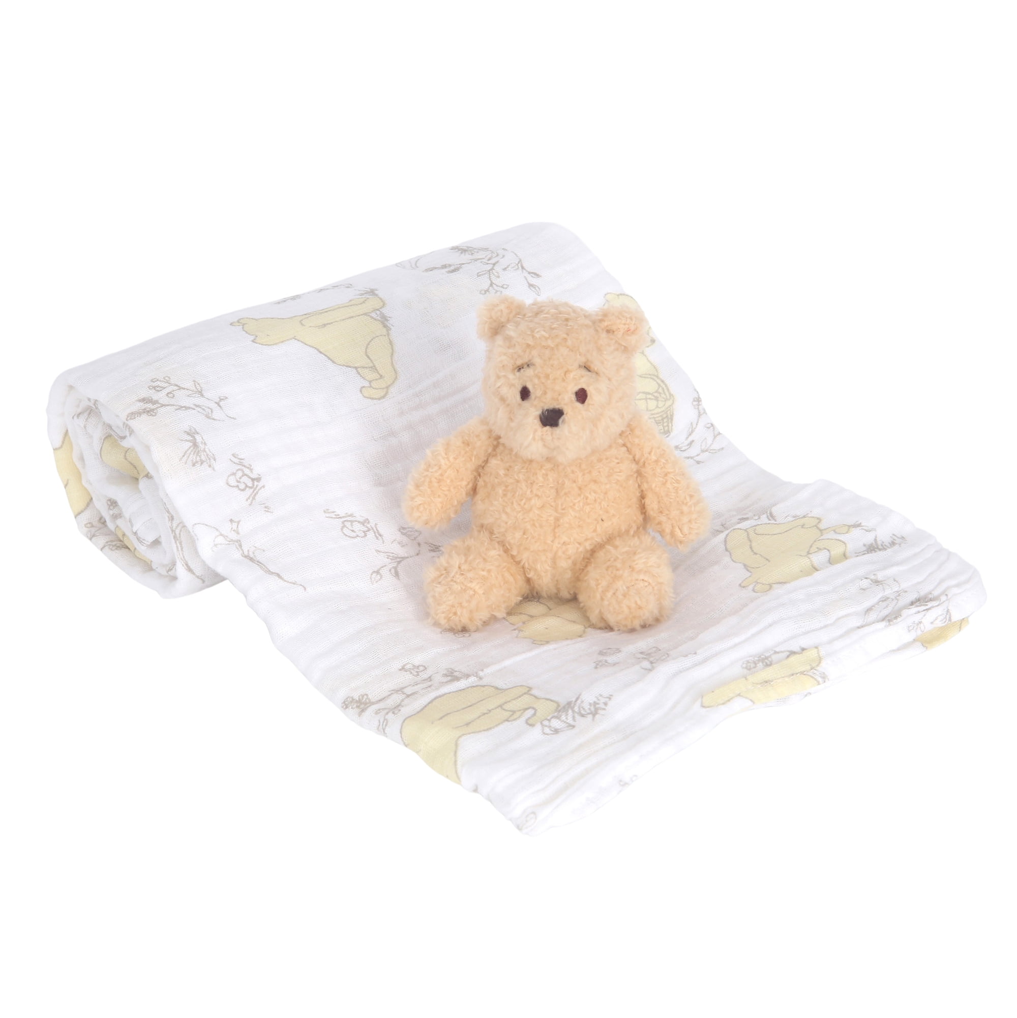 Lambs & Ivy Disney Baby Winnie the Pooh Swaddle Blanket & Plush Toy Gift Set