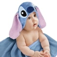 thumbnail image 1 of Lambs & Ivy Disney Stitch Luxury Blue Cotton Terry Hooded Baby Bath Towel, 1 of 7