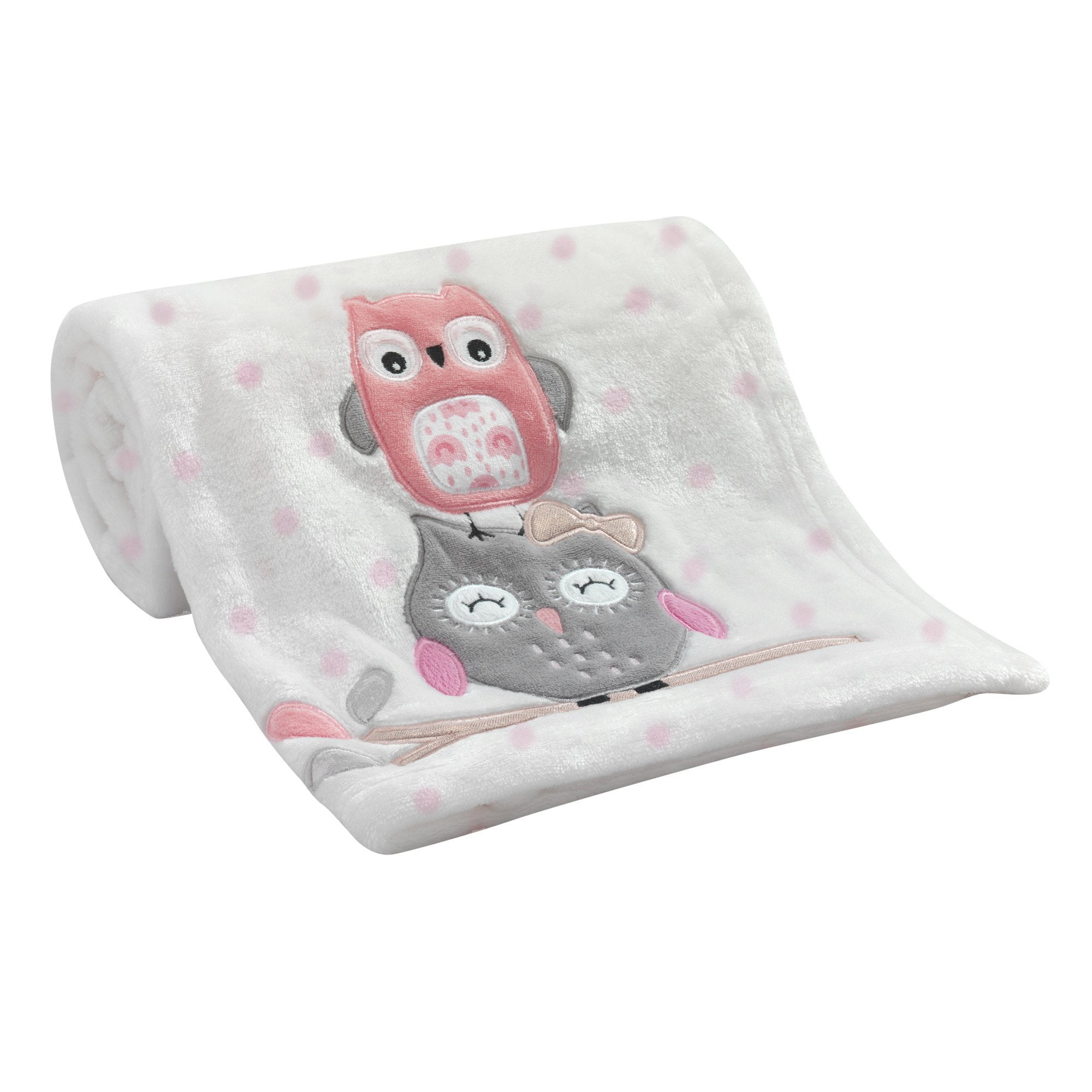 Lambs Ivy Family Tree Baby Blanket Pink Gray White Coral Animals Tree