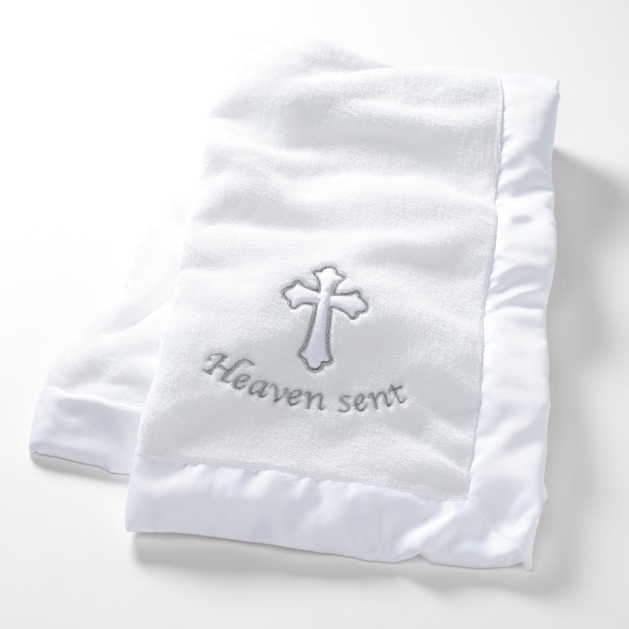 Lambs & Ivy Heaven Sent Baptism/Christening Soft White Fleece Baby Blanket