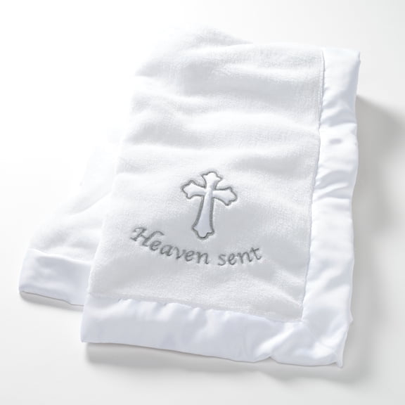 Lambs & Ivy Heaven Sent Baptism/Christening Soft White Fleece Baby Blanket