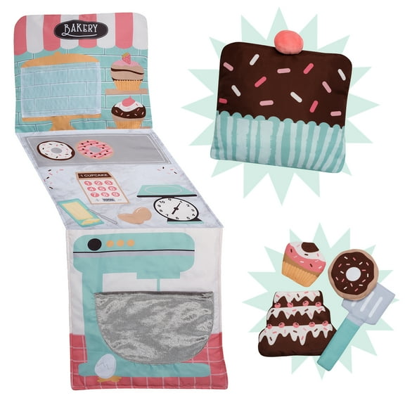 Lambs & Ivy Interactive 2-n-1 Soft Toddler Cupcake/Bakery Pillow Play Set