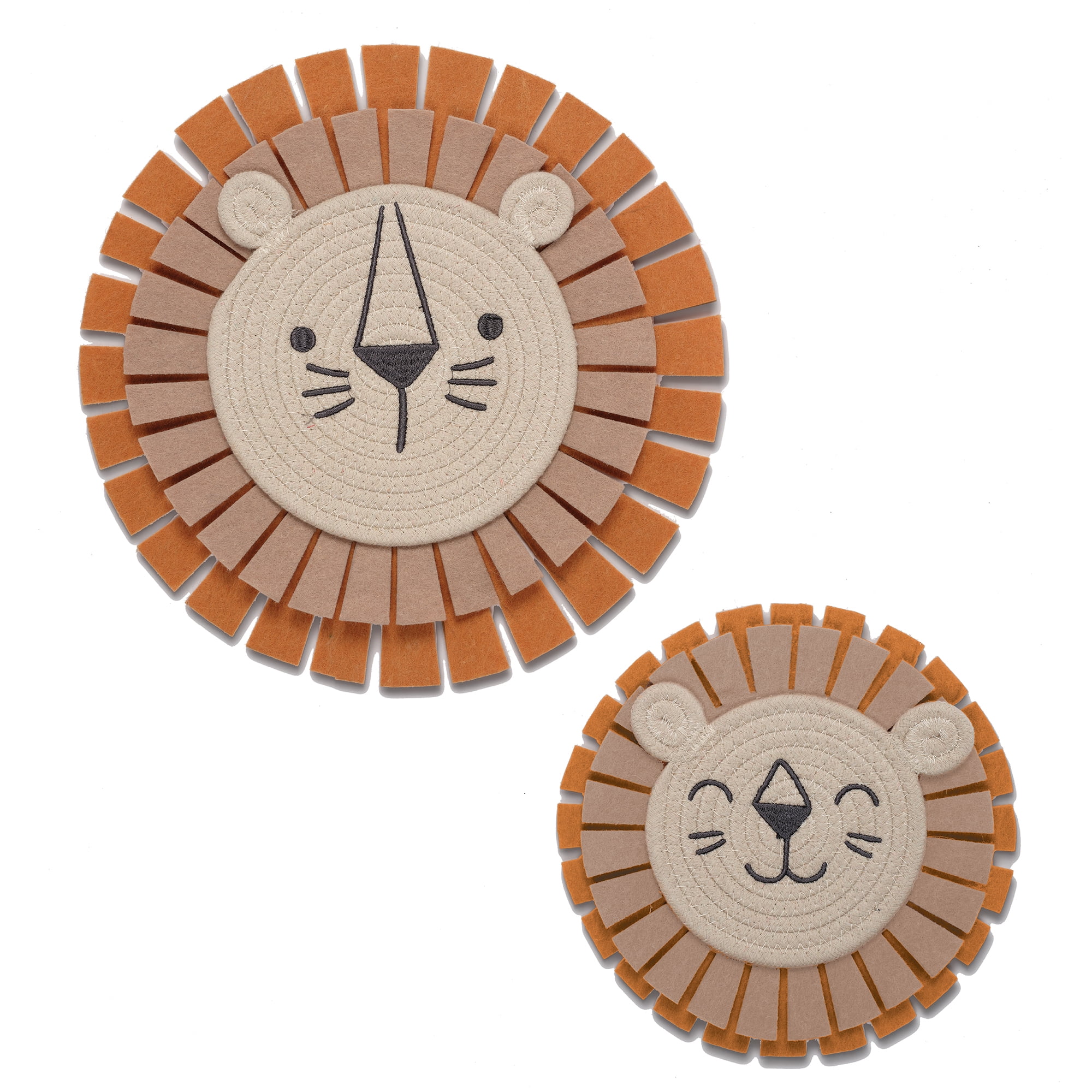 Earth Tone Cotton Blend Yarn and Felt Lion Wall Decor Set