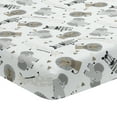 thumbnail image 1 of Lambs & Ivy Jungle Safari Cotton White/Gray Elephant/Lion Fitted Mini Crib Sheet, 1 of 5