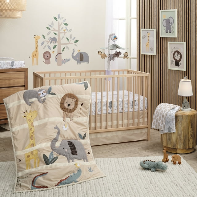 Lambs & Ivy Jungle Story 3Piece Infant Safari Tan Baby Crib Bedding