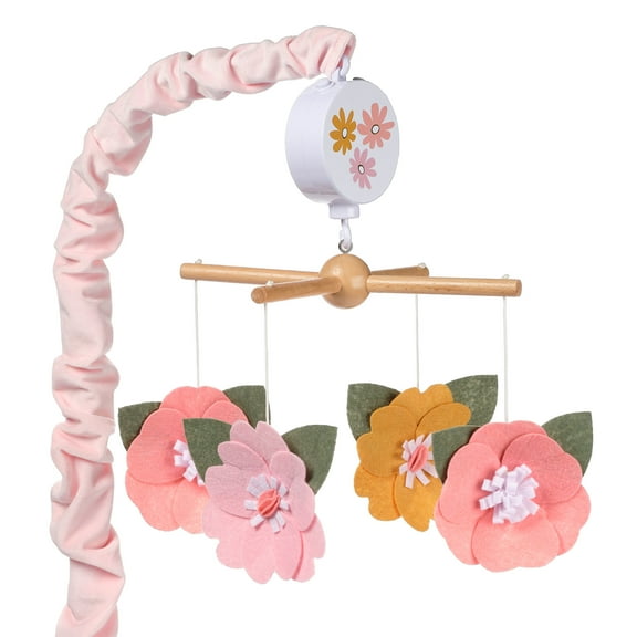 Lambs & Ivy Little Garden Felt Flowers Musical Baby Crib Mobile Soother Toy