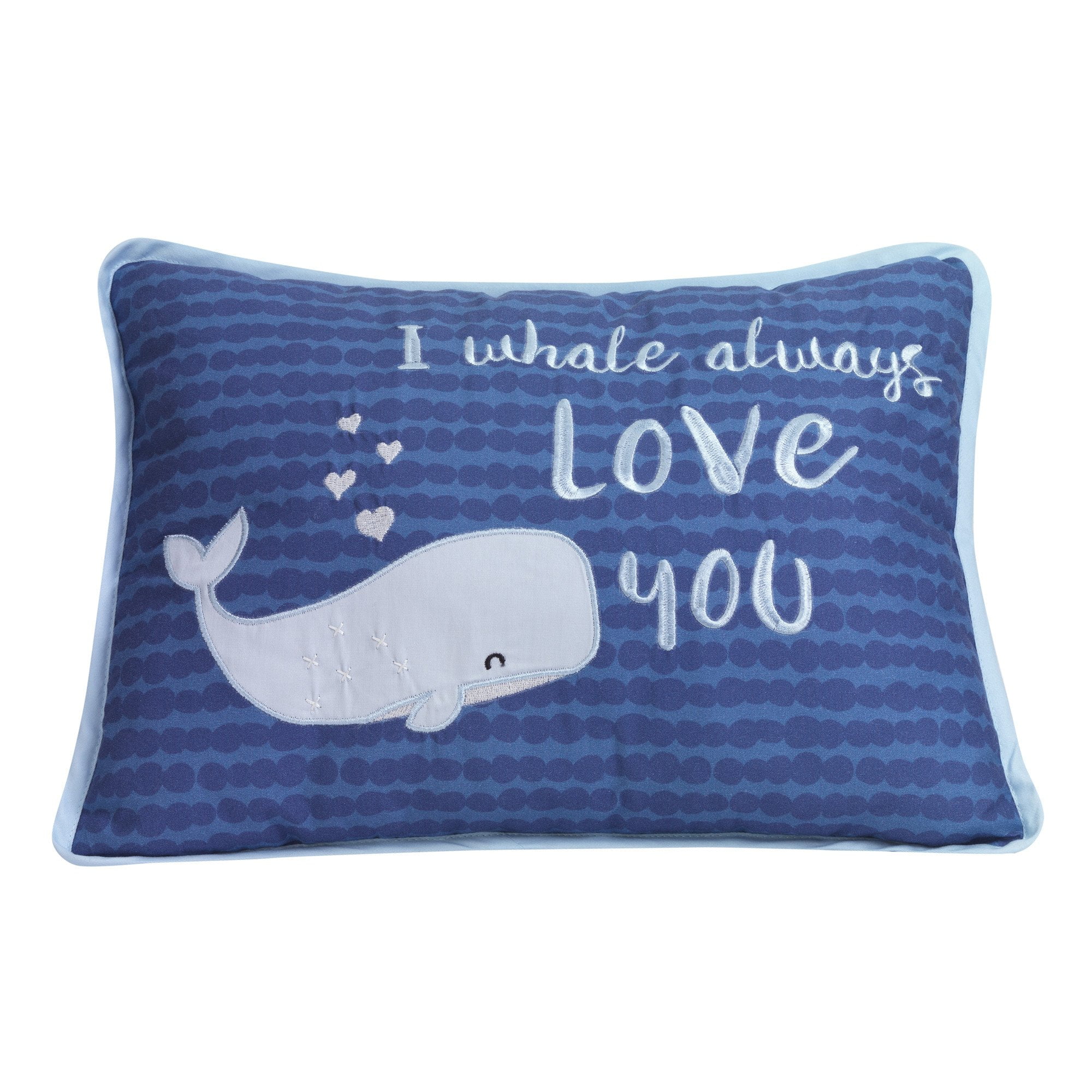 Blue Ocean Whale Embroidered Kids Throw Pillow