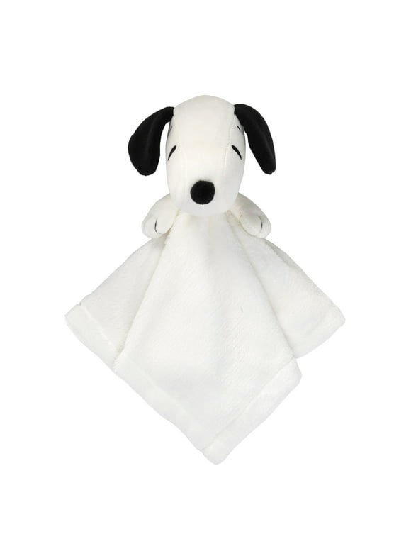 Lambs & Ivy Peanuts Snoopy Lovey White/Black Plush Security Blanket