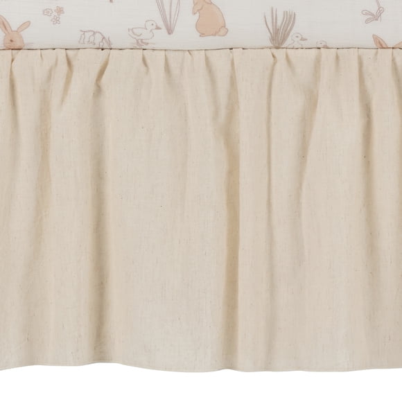 Lambs & Ivy Signature Creamy Ivory Cotton/Linen Baby Crib Skirt / Dust Ruffle