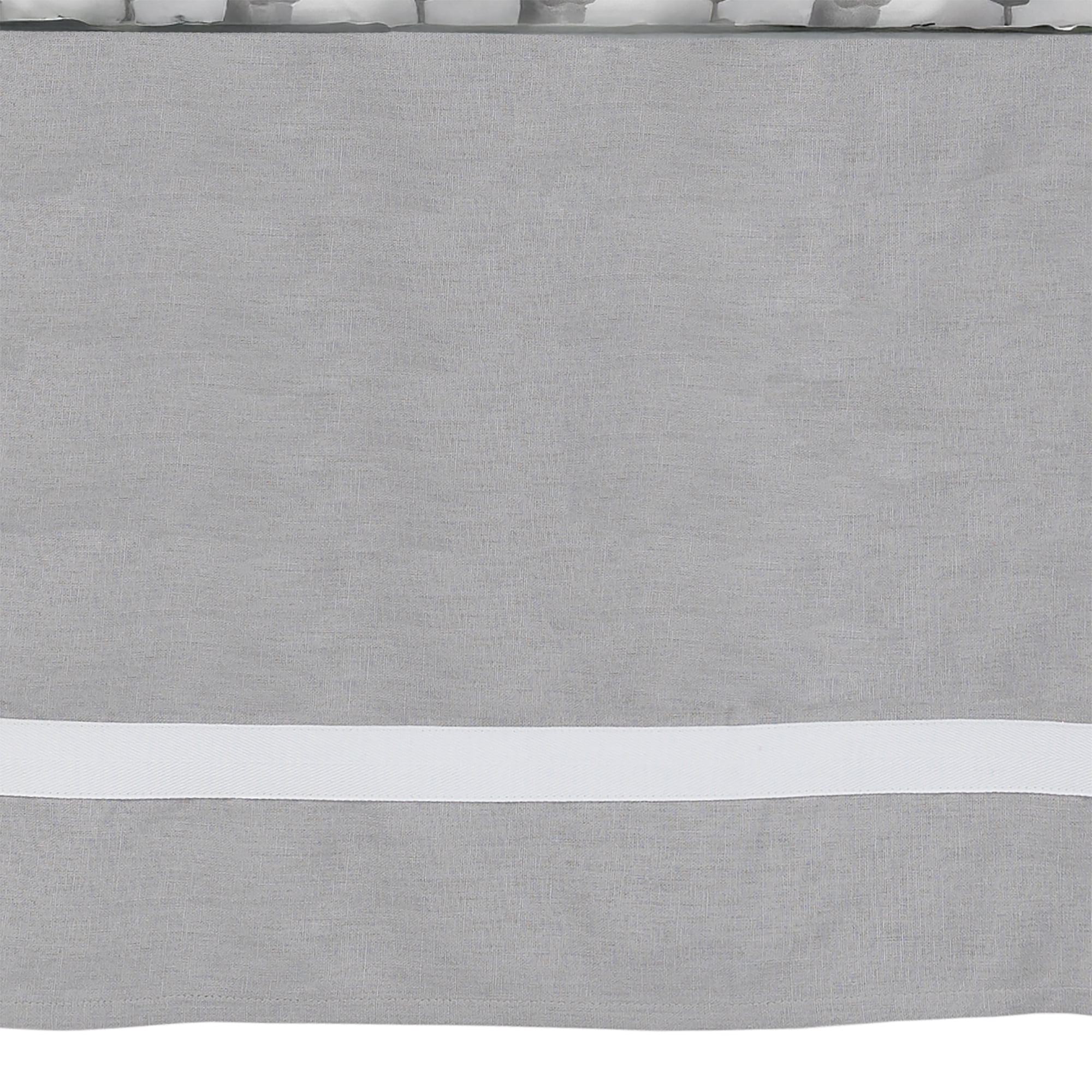 Lambs & Ivy Signature Gray Linen with White Trim 4-Sided Crib Skirt