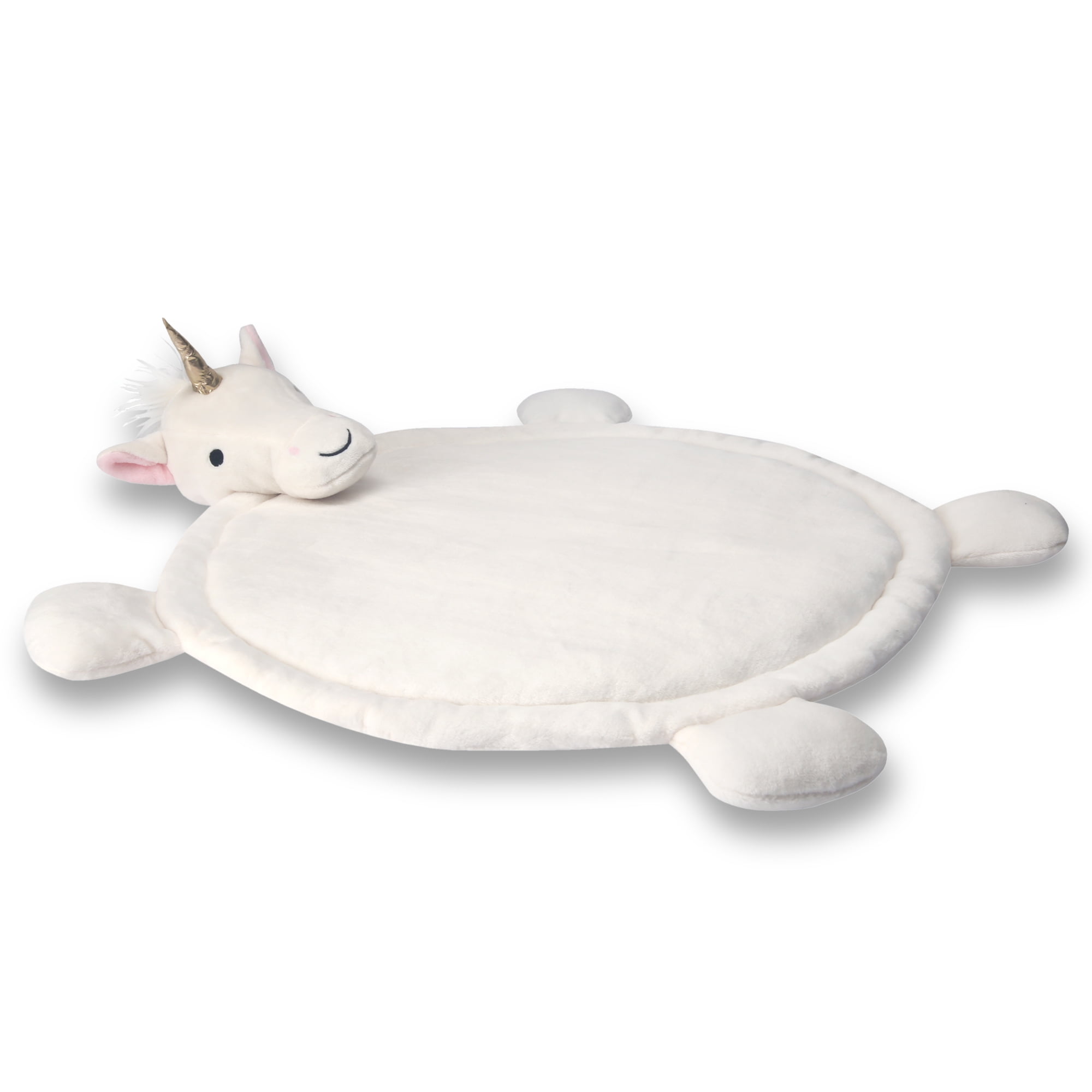 Lambs & Ivy Unicorn Baby Play Mat with 3-Dimensional Head - White