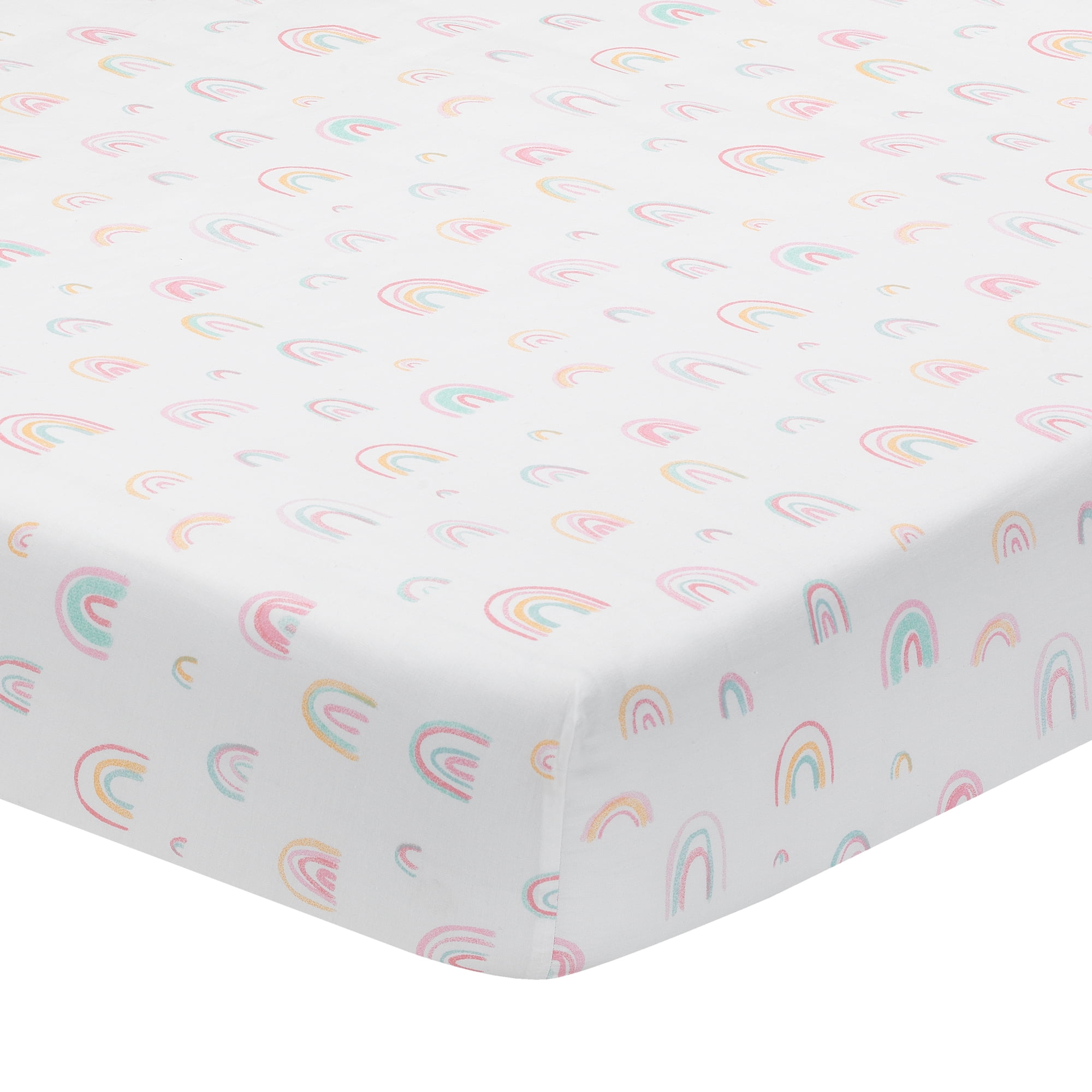 Lambs & Ivy Watercolor Pastel Rainbow 100% Cotton Baby Fitted Crib Sheet