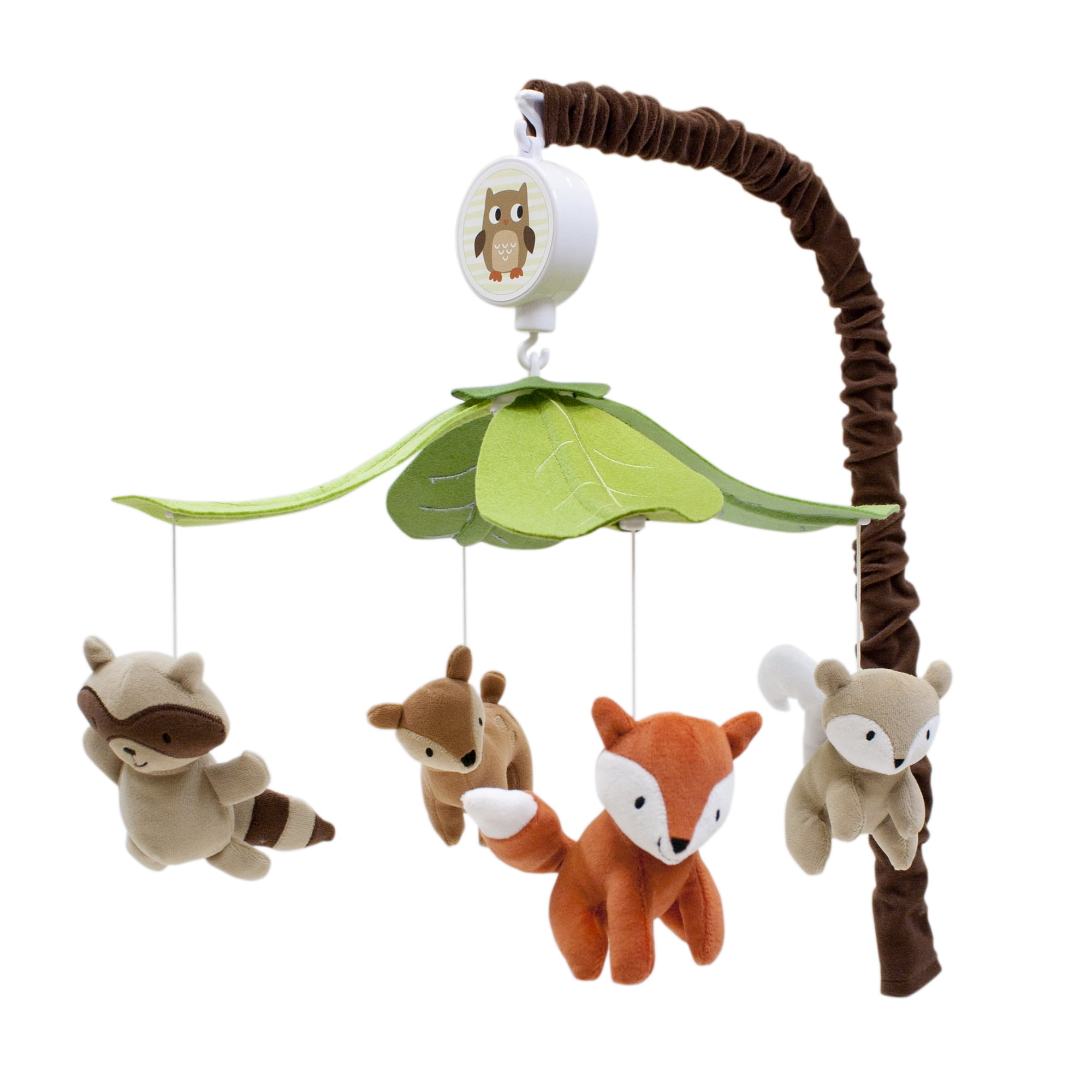 Woodland Forest Animals Musical Baby Crib Mobile with Green Canopy