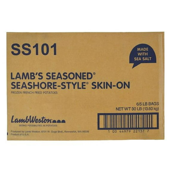 Lambs Seasoned Seashore Style Straight Cut Skin On French Fried Potatoes, 5 Pound -- 6 per case
