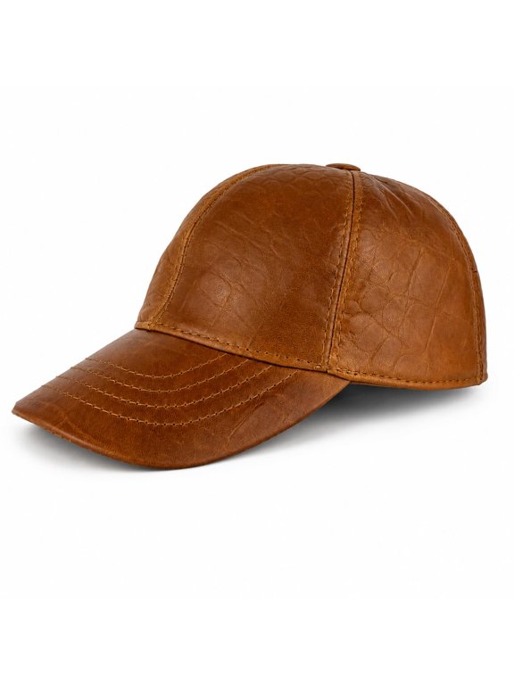 Lambskin Genuine Leather Baseball Cap for Men & Women Premium Soft Leather Hat, Adjustable Dad Cap (Rusty Cognac)