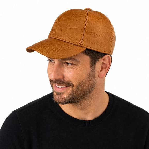 Lambskin Genuine Leather Baseball Cap for Men & Women Premium Soft Leather Hat, Adjustable Dad Cap (Tan)