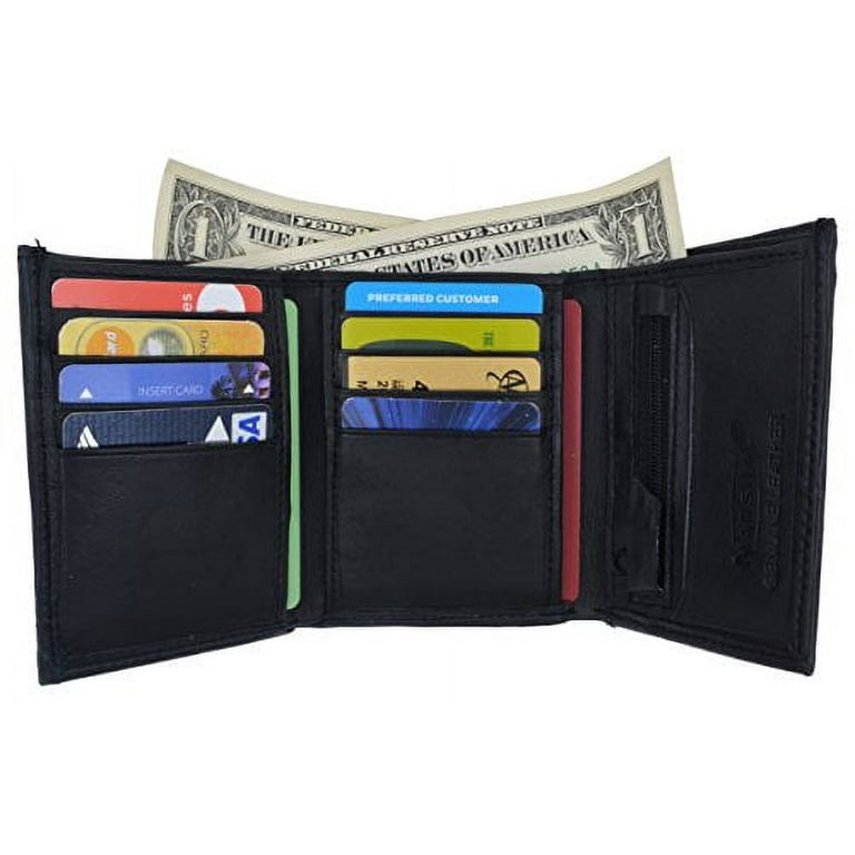 menswallet Lambskin Leather Trifold Wallet, Outside ID Window