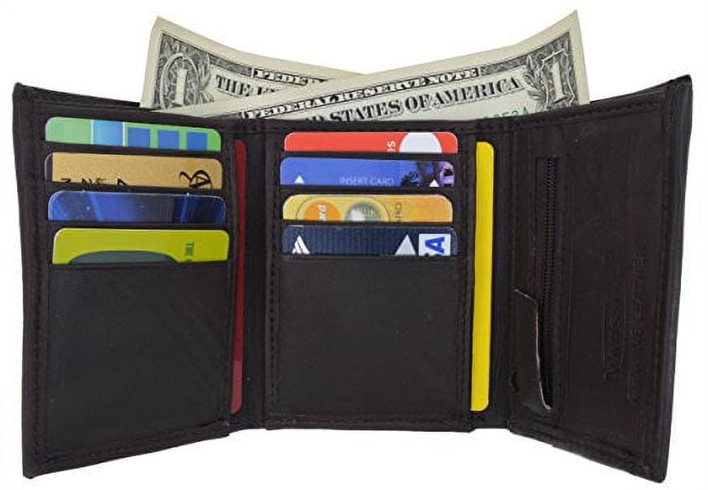 menswallet Lambskin Leather Trifold Wallet, Outside ID Window