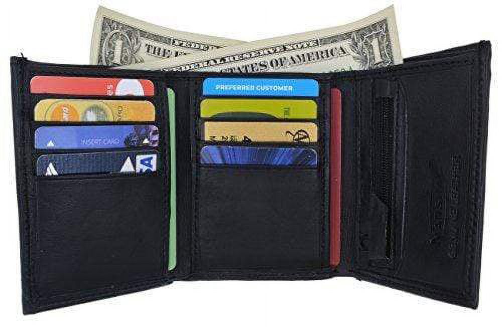 Lambskin Leather Men's Trifold Outside ID Credit Card Holder W