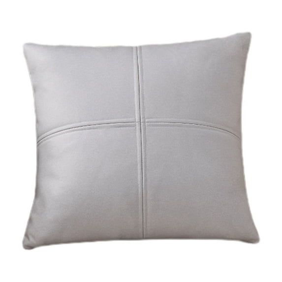 Lambskin Leather Pillow Cover, Hand Panel Stitched Leather Decorative Throw Pillow Covers for Couch Sofa Bed Living Room Garden