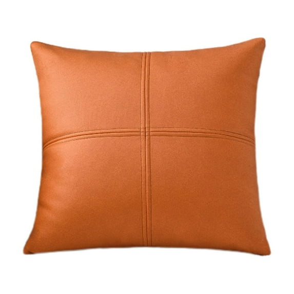 Lambskin Leather Pillow Cover, Hand Panel Stitched Leather Decorative Throw Pillow Covers for Couch Sofa Bed Living Room Garden