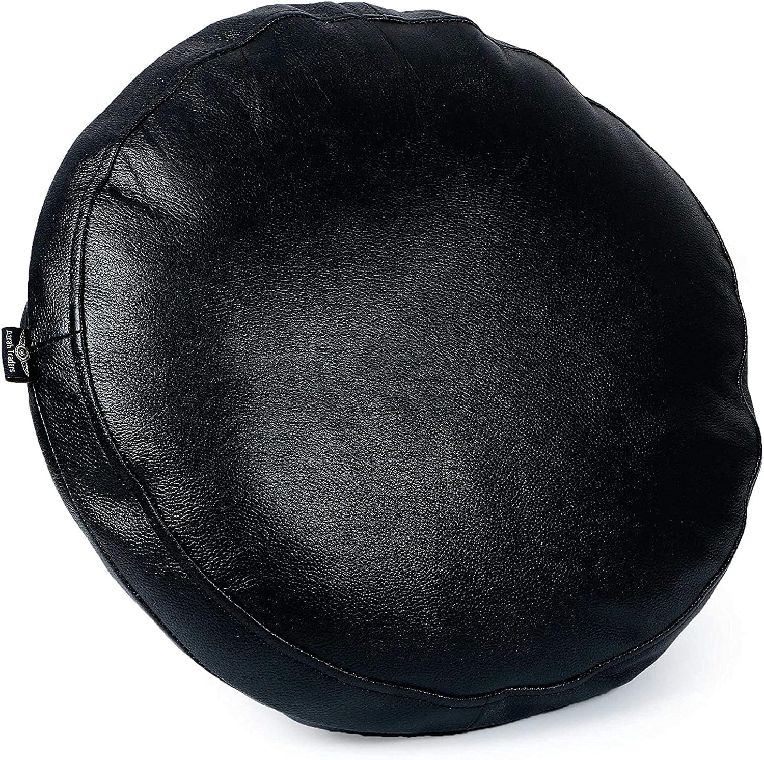 QAWACH Lambskin Leather Round Pillow Covers (Pack Of 2) - 14 Inch Diameter, Hidden Zipper, For Sofa & Decor, Black