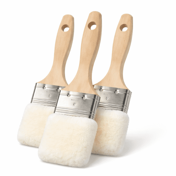 Lambskin Stain & Paint Brush - for use with All Latex and Oil Based Paints, Stains and Polyurethanes. Premium Lambskin - New and Patented Design (2 inch 3 Pack)