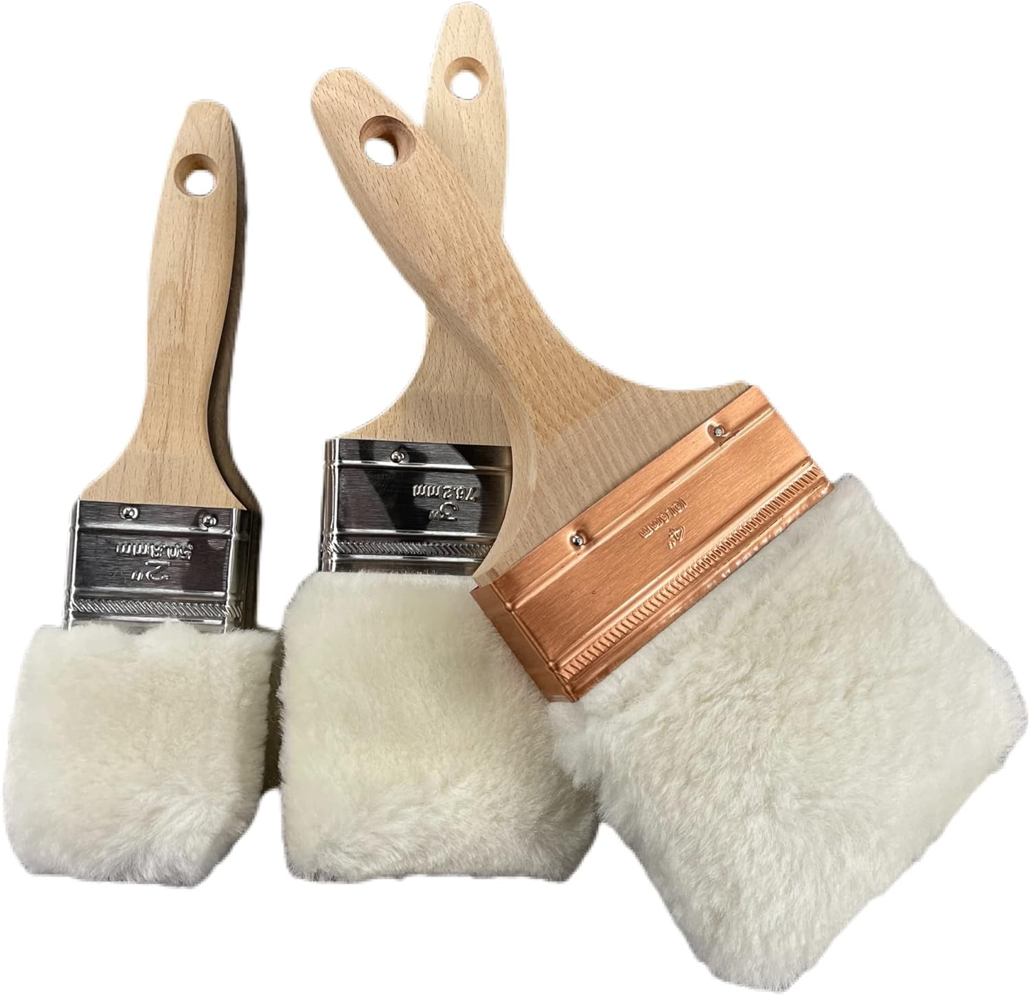 Lambskin Stain & Paint Brush - for use with All Latex and Oil Based Paints, Stains and Polyurethanes. 100% Natural Lambskin - New and Patented Design (2 inch 3 Pack)